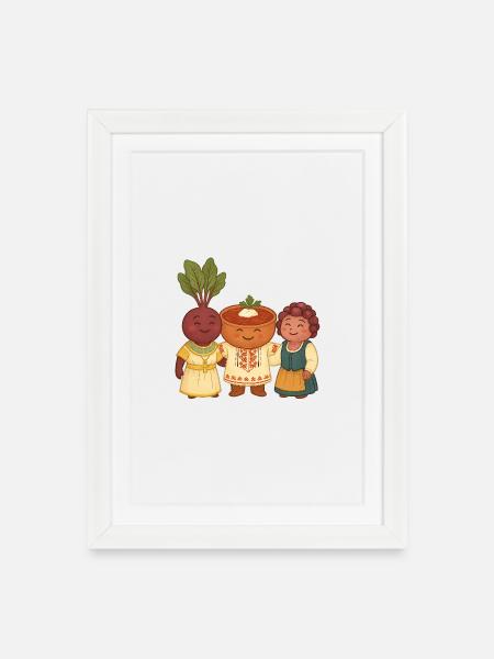 Beetroot, borsch and salad - Framed poster (27 × 37 cm) - white