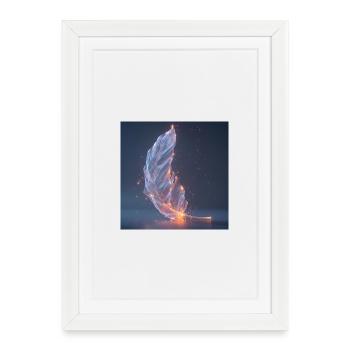 Plume Éthérée Lumineuse – Symbole de Lumière  - Affiche encadrée (27 × 37 cm) - blanc - Devant