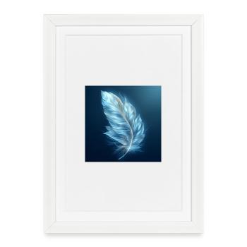 Plume Éthérée Lumineuse – Symbole de Lumière  - Affiche encadrée (27 × 37 cm) - blanc - Devant