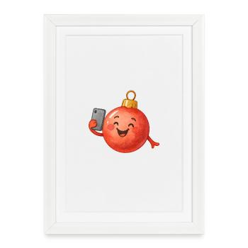Selfie au Bal de Noël joyeux - Affiche encadrée (27 × 37 cm) - blanc - Devant