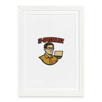 Spécialiste informatique Cartoon rétro - Affiche encadrée (27 × 37 cm) - blanc - Devant