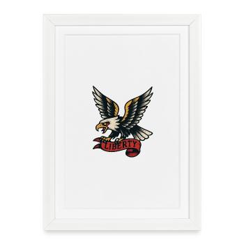 Liberty Eagle dans le style tatouage - Affiche encadrée (27 × 37 cm) - blanc - Devant