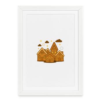 Honey Brown Gingerbread Houses Winter Magic - Framed poster (27 × 37 cm) - white - Front
