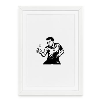 Table tennis player silhouette serving - Framed poster (27 × 37 cm) - white - Front