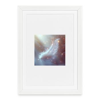 Plume Éthérée Lumineuse – Symbole de Lumière - Affiche encadrée (27 × 37 cm) - blanc - Devant