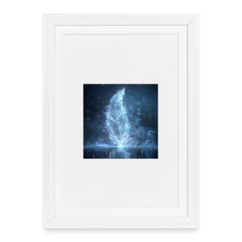 Plume Éthérée Lumineuse – Symbole de Lumière  - Affiche encadrée (27 × 37 cm) - blanc - Devant