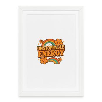 Arc-en-ciel rétro d’énergie inarrêtable - Affiche encadrée (27 × 37 cm) - blanc - Devant