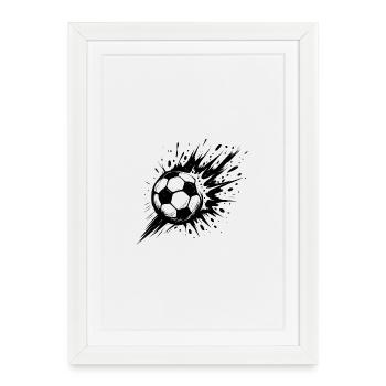 Football explosif en noir et blanc - Affiche encadrée (27 × 37 cm) - blanc - Devant