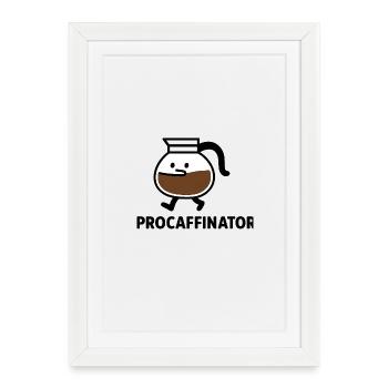 ProCaffinator Kaffeebecher Cartoon - Gerahmtes Poster (27 × 37 cm) - Weiß - Vorne