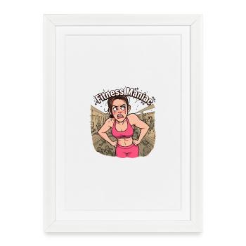 Fitness Maniac Gym Girl - Framed poster (27 × 37 cm) - white - Front