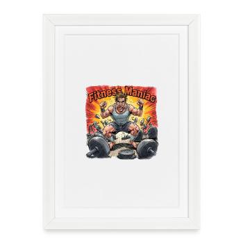 Fitness Maniac - Puissance explosive de salle de sport - Affiche encadrée (27 × 37 cm) - blanc - Devant