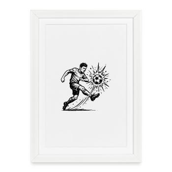 Illustration de tir de football explosif - Affiche encadrée (27 × 37 cm) - blanc - Devant
