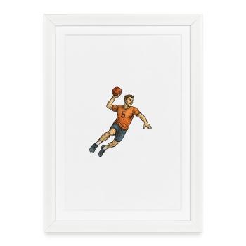Handball players in attack - Framed poster (27 × 37 cm) - white - Front