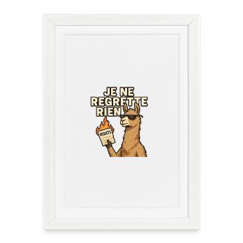 Lama rebel Je ne regrette rien - Affiche encadrée (27 × 37 cm) - blanc - Devant