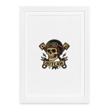 Outlaw Skull Moto Design - Framed poster (27 × 37 cm) - white - Front