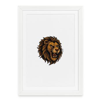 Tête de lion dans un style brun doré - Affiche encadrée (27 × 37 cm) - blanc - Devant