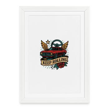 Keep Rolling Vintage Car - Framed poster (27 × 37 cm) - white - Front