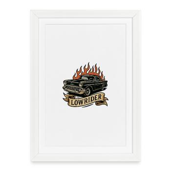 Flame Lowrider Voiture Ancienne - Affiche encadrée (27 × 37 cm) - blanc - Devant