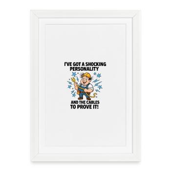 Électricien à personnalité choquante - Affiche encadrée (27 × 37 cm) - blanc - Devant
