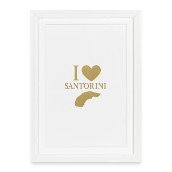 J’adore Santorin Gold - Affiche encadrée (27 × 37 cm) - blanc - Devant