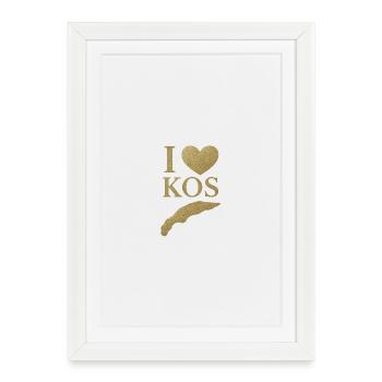 J’adore l’île KOS - Affiche encadrée (27 × 37 cm) - blanc - Devant
