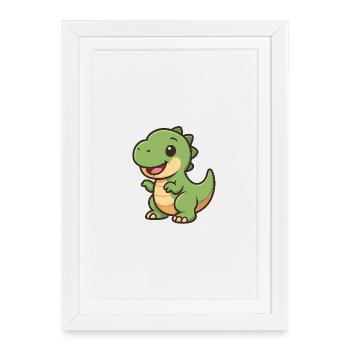 Clipart de câlin de dinosaure heureux - Affiche encadrée (27 × 37 cm) - blanc - Devant