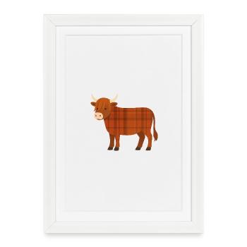 Vache tartan chaleureux - Affiche encadrée (27 × 37 cm) - blanc - Devant