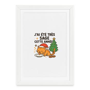 Wise and Gourmet Christmas Cat - Framed poster (27 × 37 cm) - white - Front