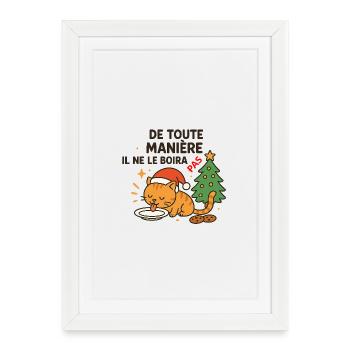 Festive Christmas Cat Who Refuses Drinking - Framed poster (27 × 37 cm) - white - Front