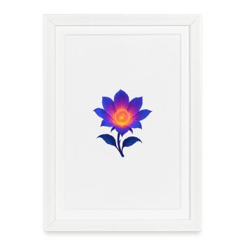 Lotus de la Nuit Néon - Affiche encadrée (27 × 37 cm) - blanc - Devant
