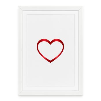 NOUVEAU -- Design de cœur rouge lumineux – Magnifique ! - Affiche encadrée (27 × 37 cm) - blanc - Devant