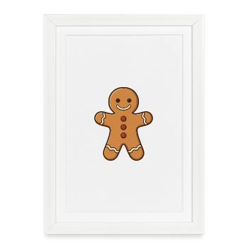 Gingerbread Man with Frosting Buttons - Framed poster (27 × 37 cm) - white - Front