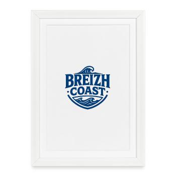 Breizh Coast – Design Marin Breton Premium | Vague - Affiche encadrée (27 × 37 cm) - blanc - Devant