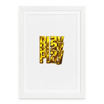Golden 3D Typografie Blay Play - Gerahmtes Poster (27 × 37 cm) - Weiß - Vorne