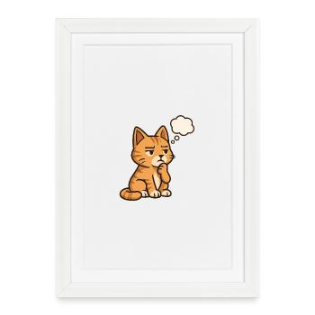 Thoughtful-Cat - Framed poster (27 × 37 cm) - white - Front