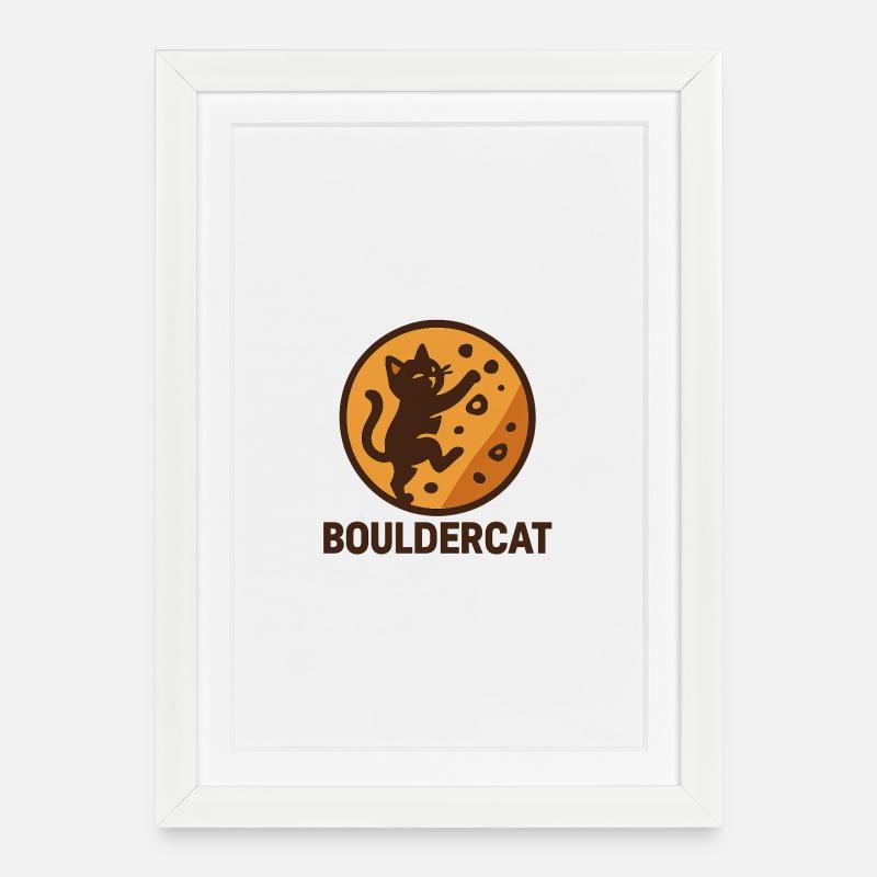 BoulderCat - Framed poster (27 × 37 cm) - white