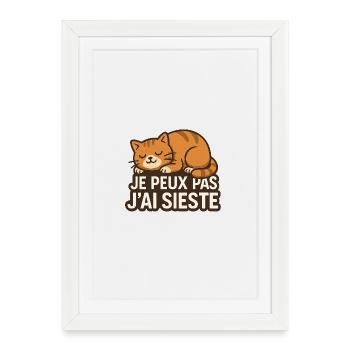 Je peux pas j'ai sieste - Affiche encadrée (27 × 37 cm) - blanc - Devant