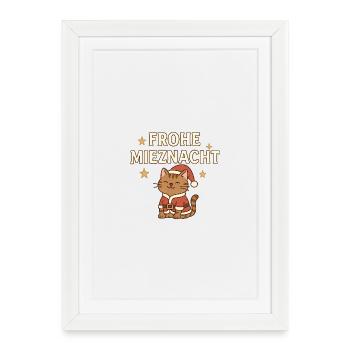 Merry Kitty Night – Funny Cat Christmas Motif - Framed poster (27 × 37 cm) - white - Front