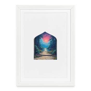 Portail du coucher de soleil dans le paysage forestier - Affiche encadrée (27 × 37 cm) - blanc - Devant