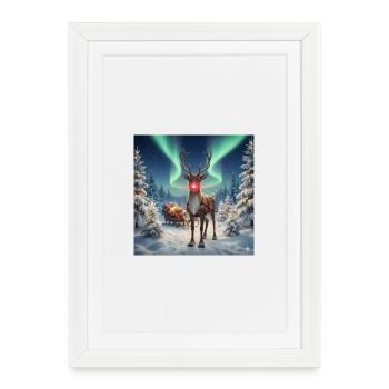 Rodolphe dans la forêt polaire - Affiche encadrée (27 × 37 cm) - blanc - Devant