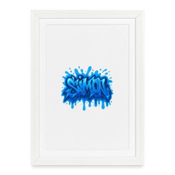 Graffiti  Simon Prénom cadeau idéal imprimable sur - Affiche encadrée (27 × 37 cm) - blanc - Devant