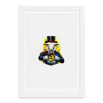 Monsieur le mouton Bitcoin - Affiche encadrée (27 × 37 cm) - blanc - Devant