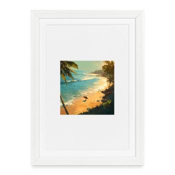 Sunny beach surfers on palm beach - Framed poster (27 × 37 cm) - white - Front