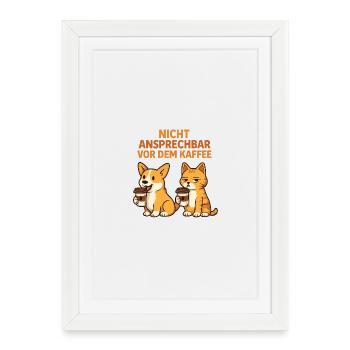 Chien et chat - Affiche encadrée (27 × 37 cm) - blanc - Devant
