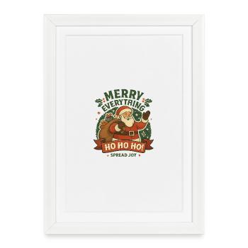 Motif de Noël du Père Noël Répandant la Joie - Affiche encadrée (27 × 37 cm) - blanc - Devant