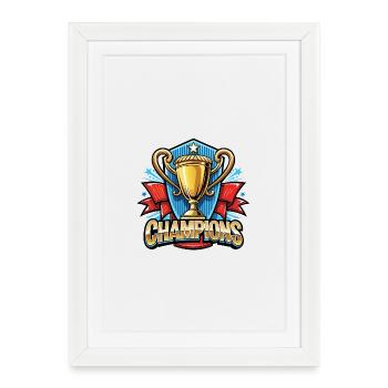 Motif de la Coupe des Champions avec bannière - Affiche encadrée (27 × 37 cm) - blanc - Devant