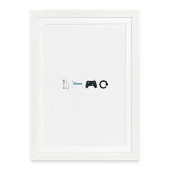 Eat Sleep Game Repeat - Framed poster (27 × 37 cm) - white - Front