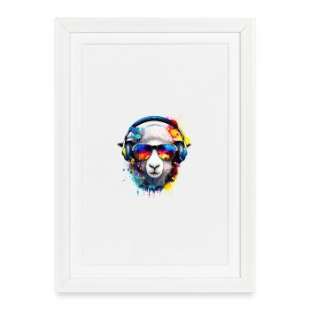 Sheep with headphones in Nebula colors - Framed poster (27 × 37 cm) - white - Front