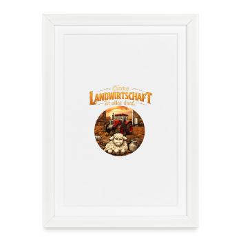 Sans agriculture, tout est stupide, conception de tracteur - Affiche encadrée (27 × 37 cm) - blanc - Devant