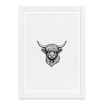 Highlander Line Drawing Monochrome - Framed poster (27 × 37 cm) - white - Front